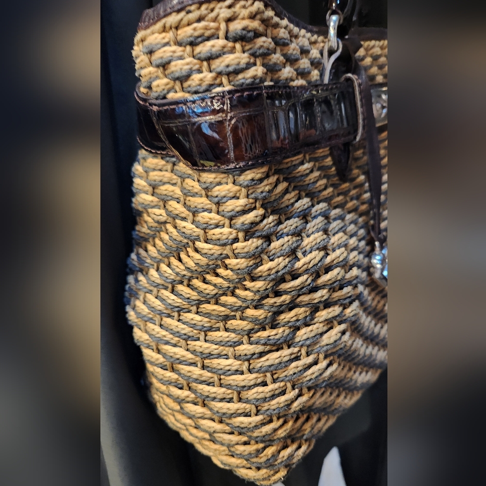Brighton Brown and Tan Straw Purse - Picture 3 of 9